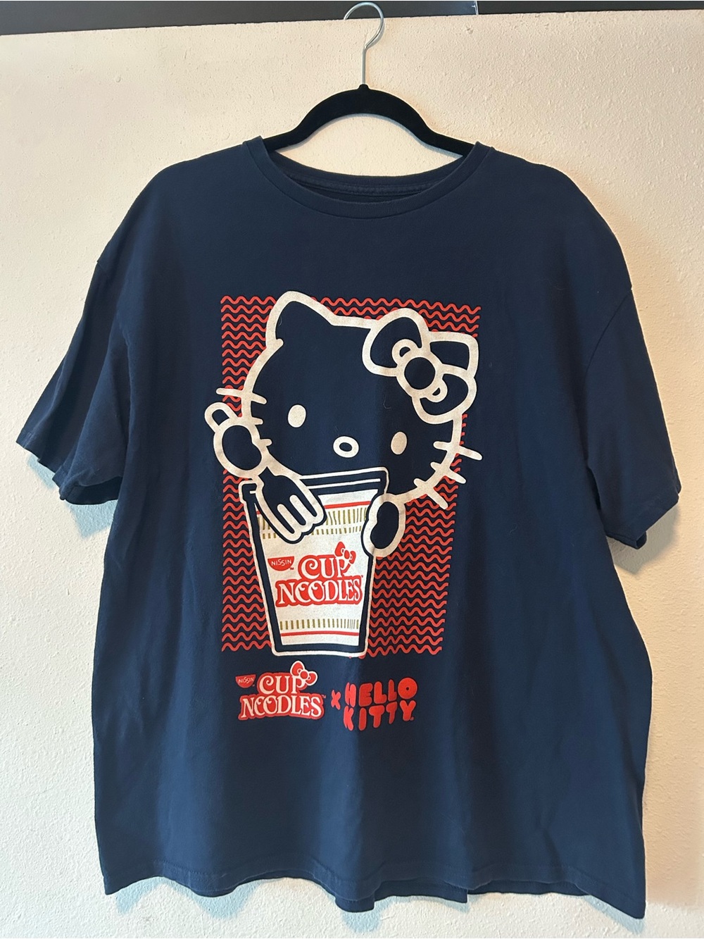 Hello Kitty Navy Blue Short Sleeve Cup Noodles Graphic Tee